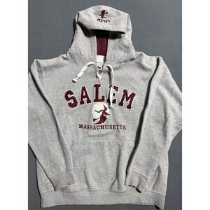 Bay State Gear Salem Massachusetts Witch Graphic Hoodie Sweatshirt Gray Medium